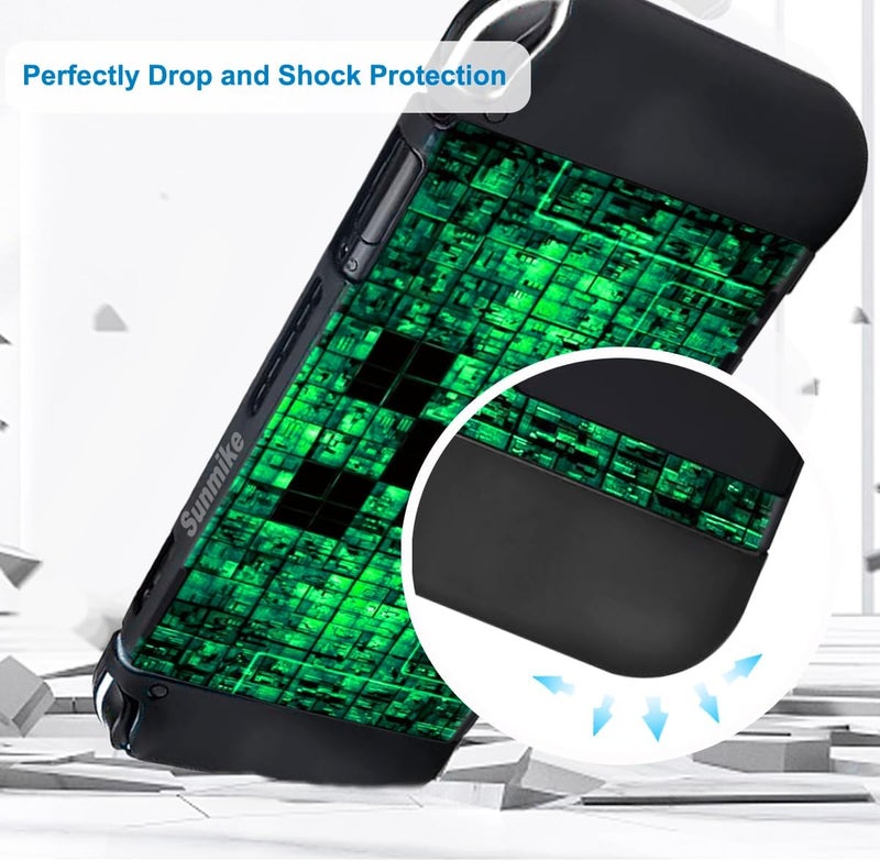 Sunmike Protective Case for Nintendo Switch OLED, Switch OLED Case & Cute Thumb Grips Caps Soft Dockable Cases Shock-Absorbent & Anti-Scratch Slim Cover Silicone Cases Protector & 4 Pcs Joystick Cover, Green - Image 4
